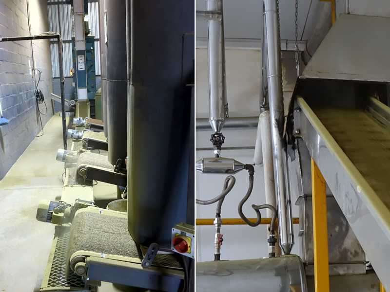 Mischungsanlage für Rooibos mit Förderband zur Pasteurisierungsanlage