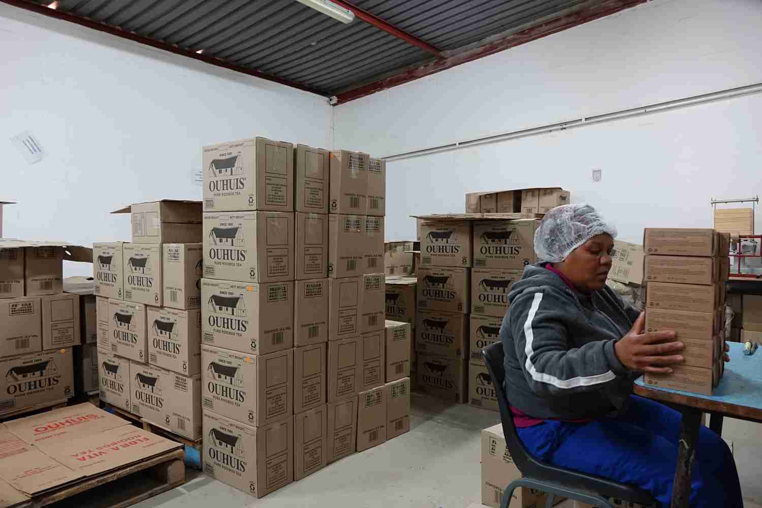 OUHUIS verpackt seinen Rooibos Tee auf der Farm