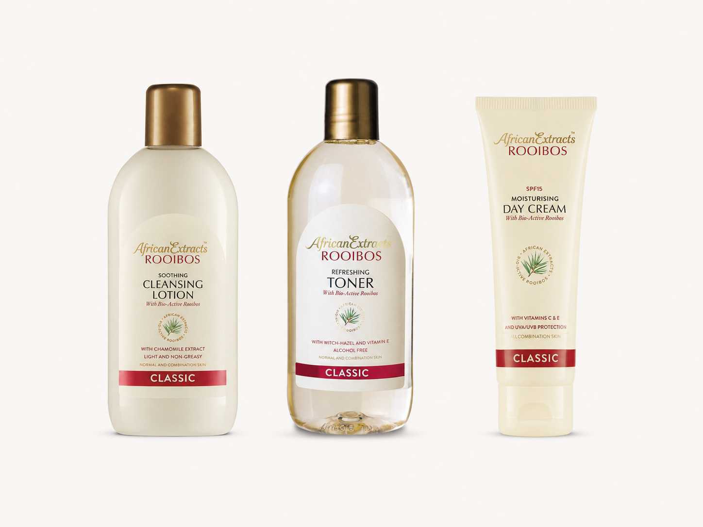 African Extracts Classic with cleansing lotion, toner and day cream as a basis for normal and combination skin