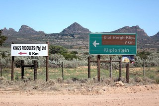 Panneau indiquant la ferme de Klipfontein